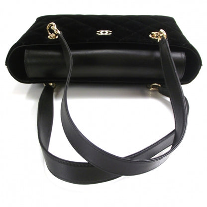 Chanel Velvet Quilted Shoulder Bag Black 6 of 10