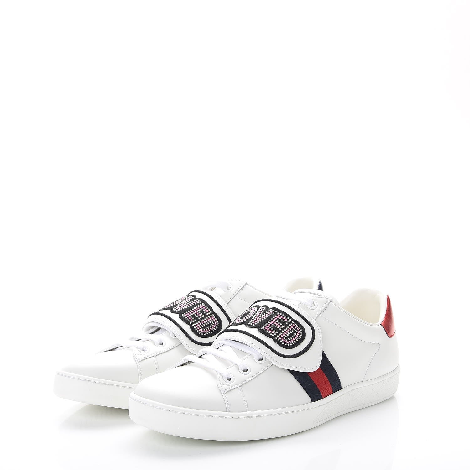 Gucci Calfskin Ayers Crystal LOVED Embroidered New Ace Sneakers 40.5 White 3 of 11