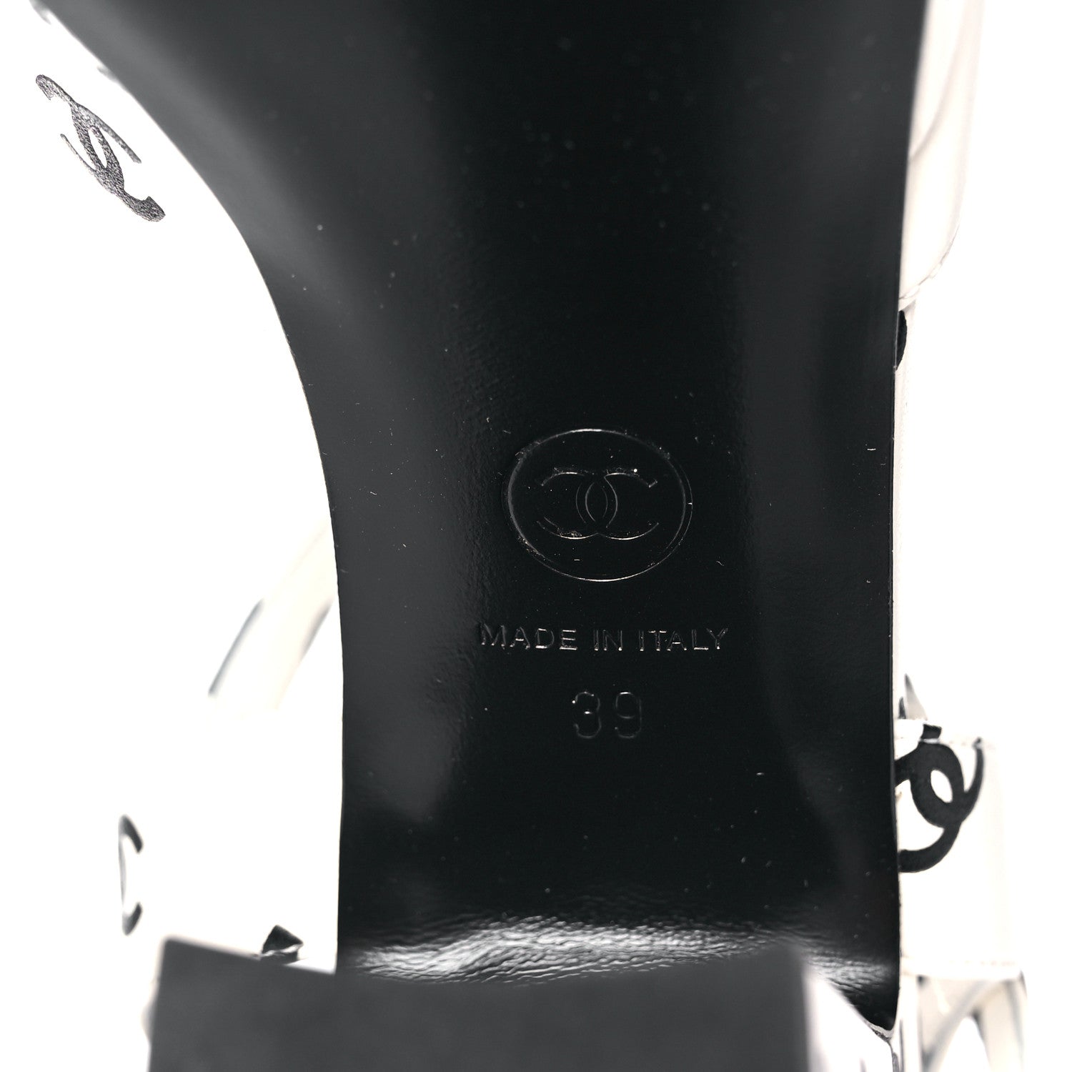Chanel Printed Lambskin Coco Beach Platform Sandals 39 White Black 6 of 10