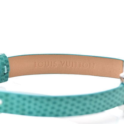 Louis Vuitton Stainless Steel Lizard Diamond Mother of Pearl 22mm Tambour Bijou Secret Quartz Watch 8 of 9
