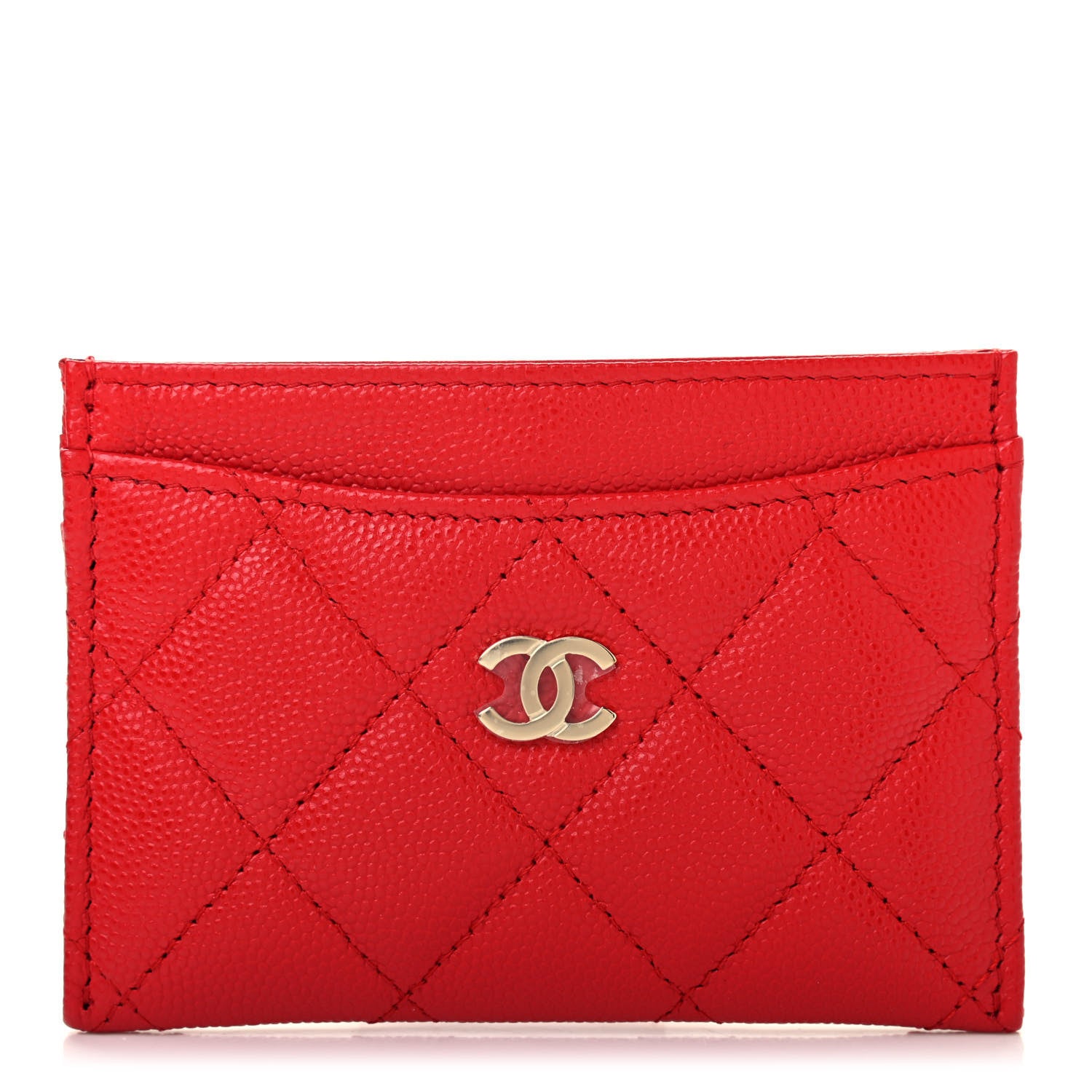 Chanel Caviar Quilted Card Holder Red 1 of 8