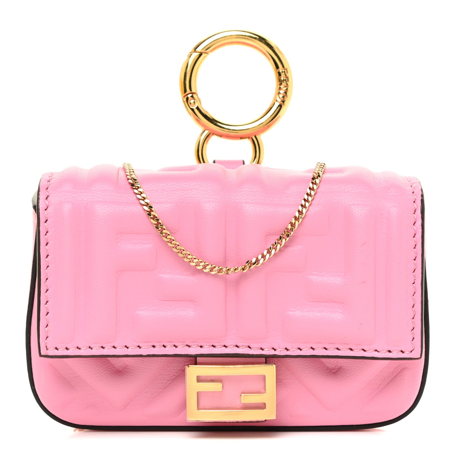 Fendi Nappa Matisse FF Embossed Nano Baguette Charm Lollypop 1 of 12