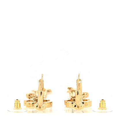 Chanel Crystal CC Drop Heart Chain Earrings Gold 3 of 4