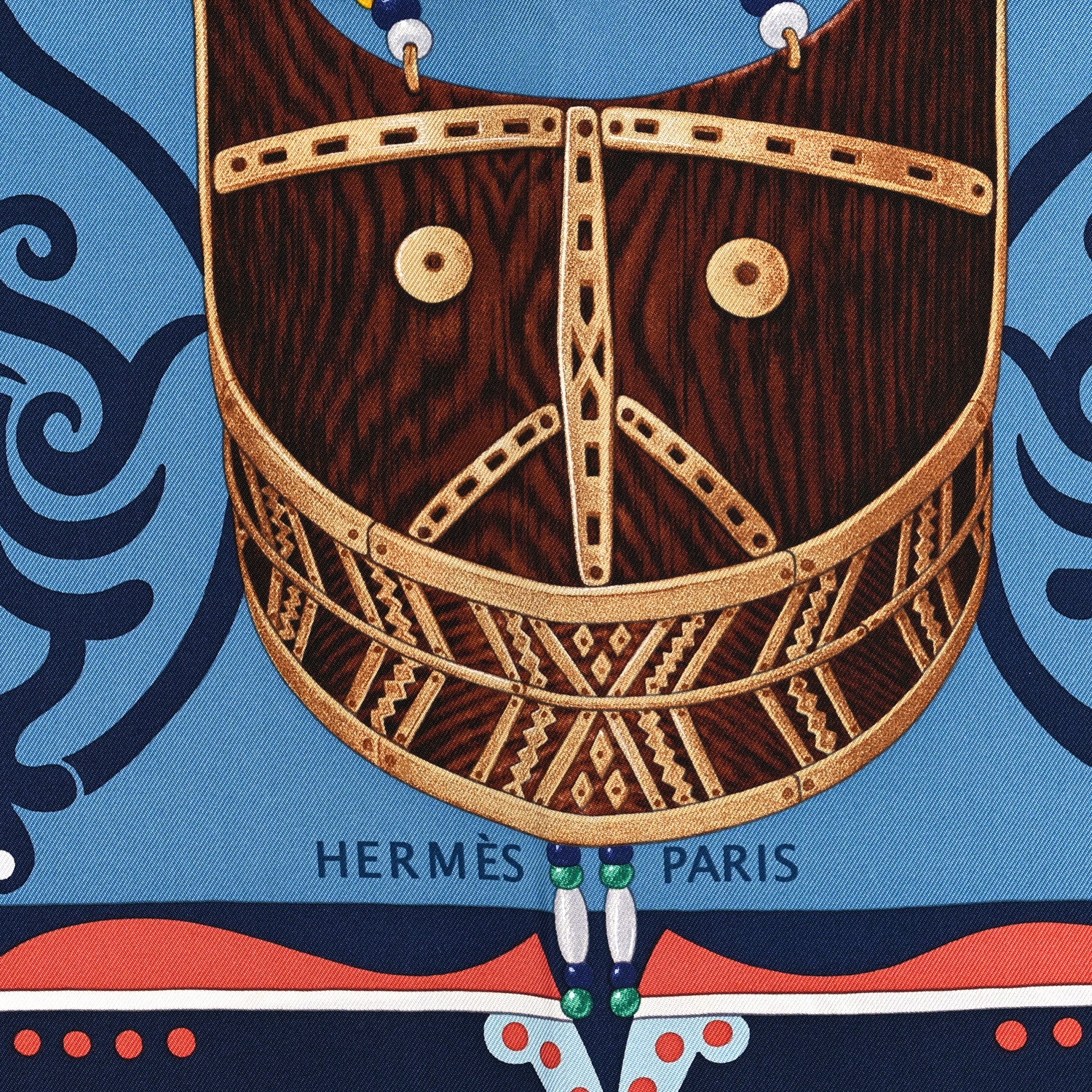 Hermes Silk Le Regard de l'Arctique Scarf 90 Marine Bleu Jean Tangerine 2 of 3