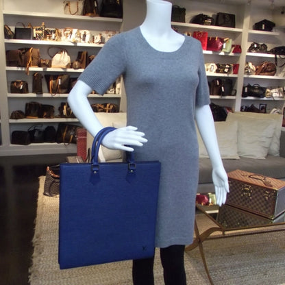 Louis Vuitton Epi Sac Plat GM Blue 2 of 7