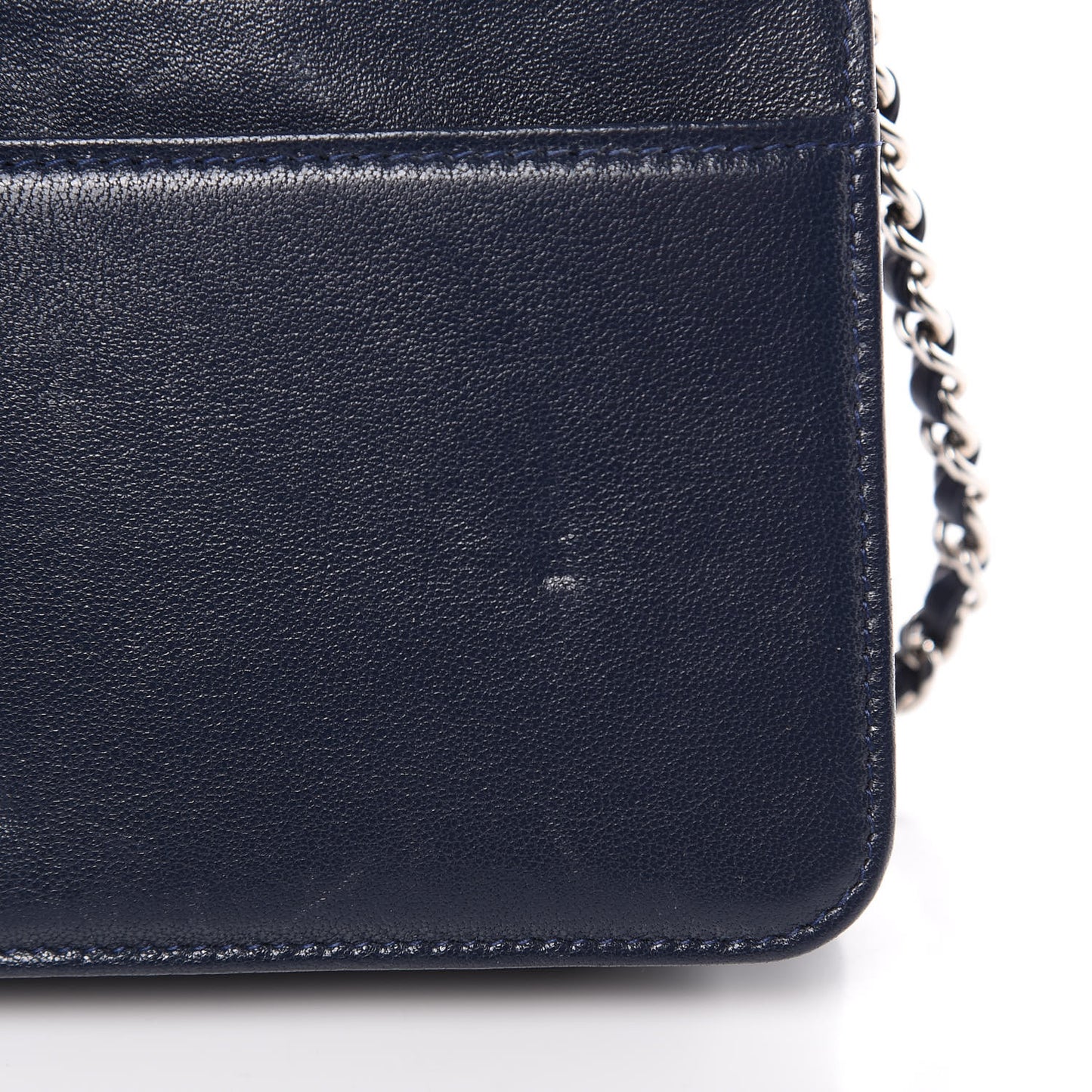 Sheepskin Quilted Mademoiselle Vintage Wallet On Chain WOC Blue