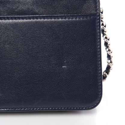Chanel Sheepskin Quilted Mademoiselle Vintage Wallet On Chain WOC Blue 17 of 19