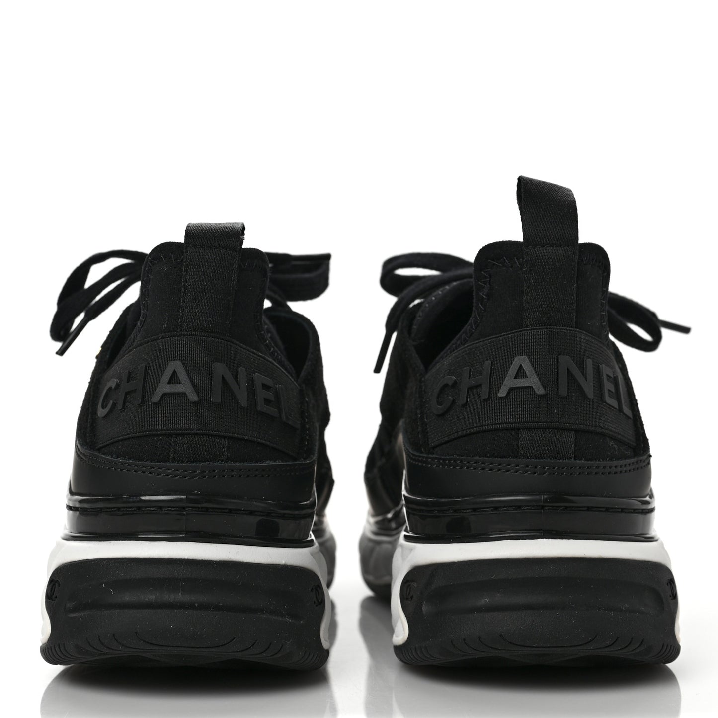 Velvet Calfskin Mixed Fibers CC Sneakers 38 Black