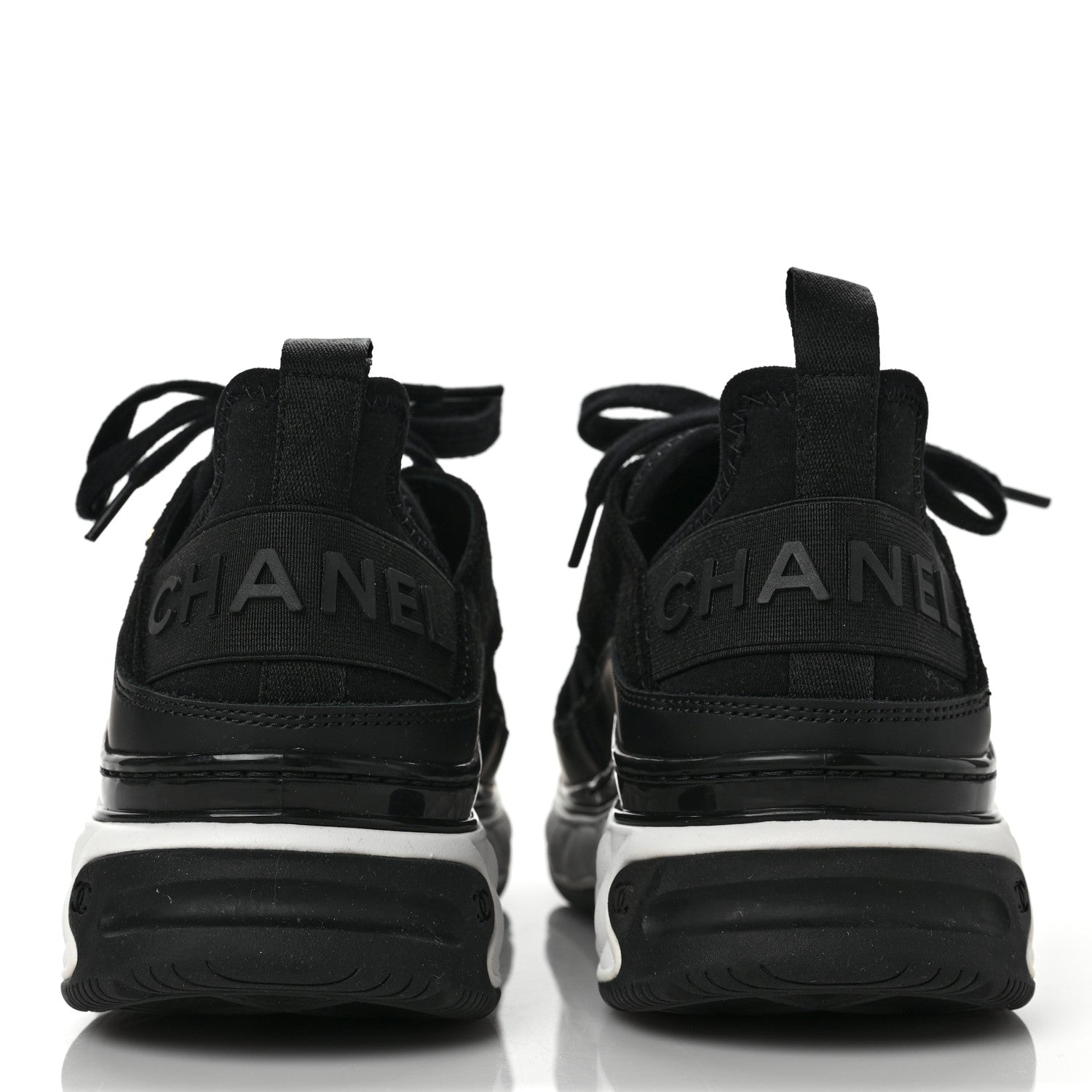 Chanel Velvet Calfskin Mixed Fibers CC Sneakers 38 Black 5 of 10