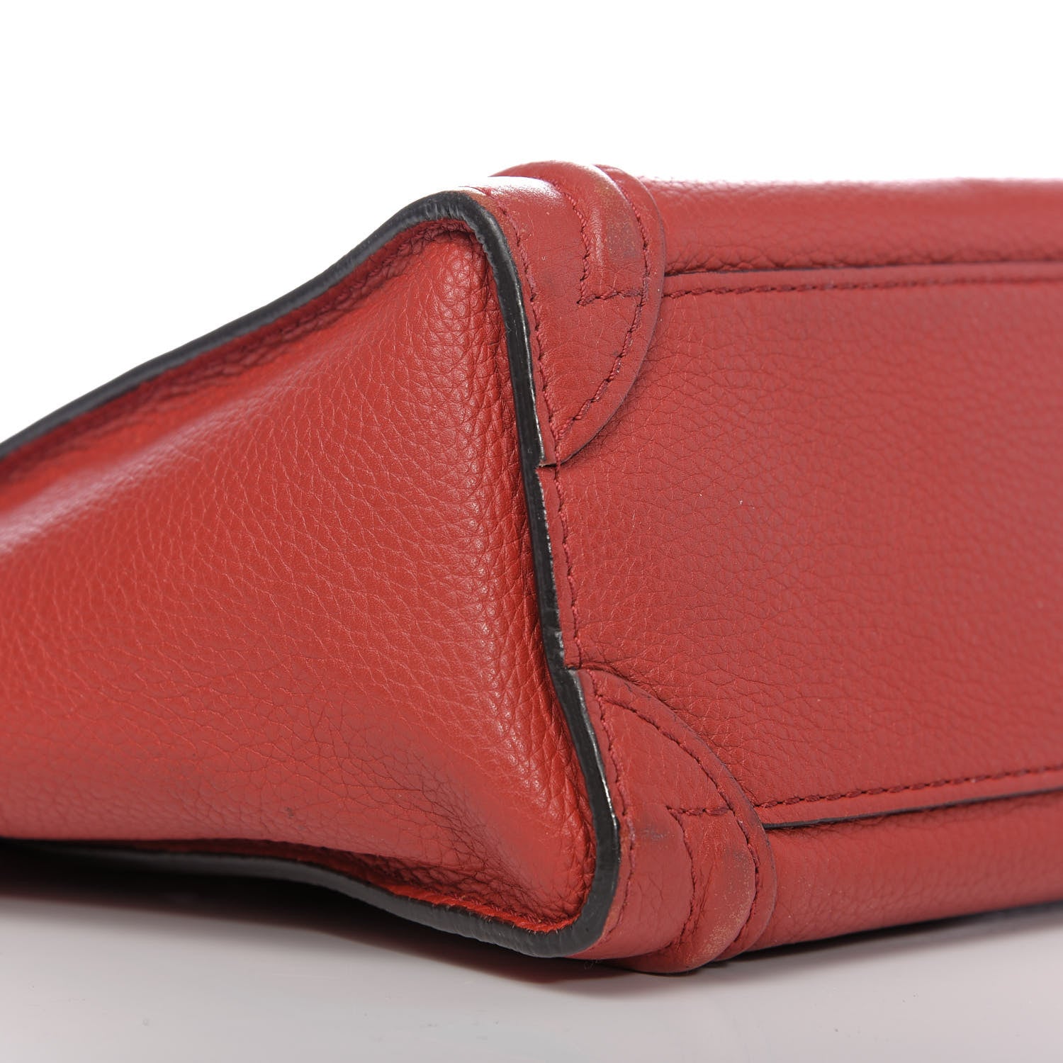 Celine Drummed Calfskin Nano Luggage Coquelicot 10 of 12