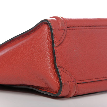 Celine Drummed Calfskin Nano Luggage Coquelicot 10 of 12