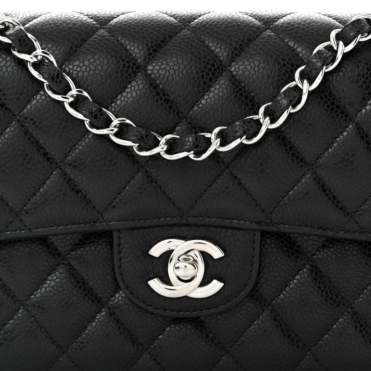Caviar Quilted Small Double Flap Black