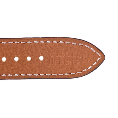 Hermes Stainless Steel Alligator Diamond Bezel Pink Mother of Pearl 38mm Arceau Quartz Watch 6 of 8