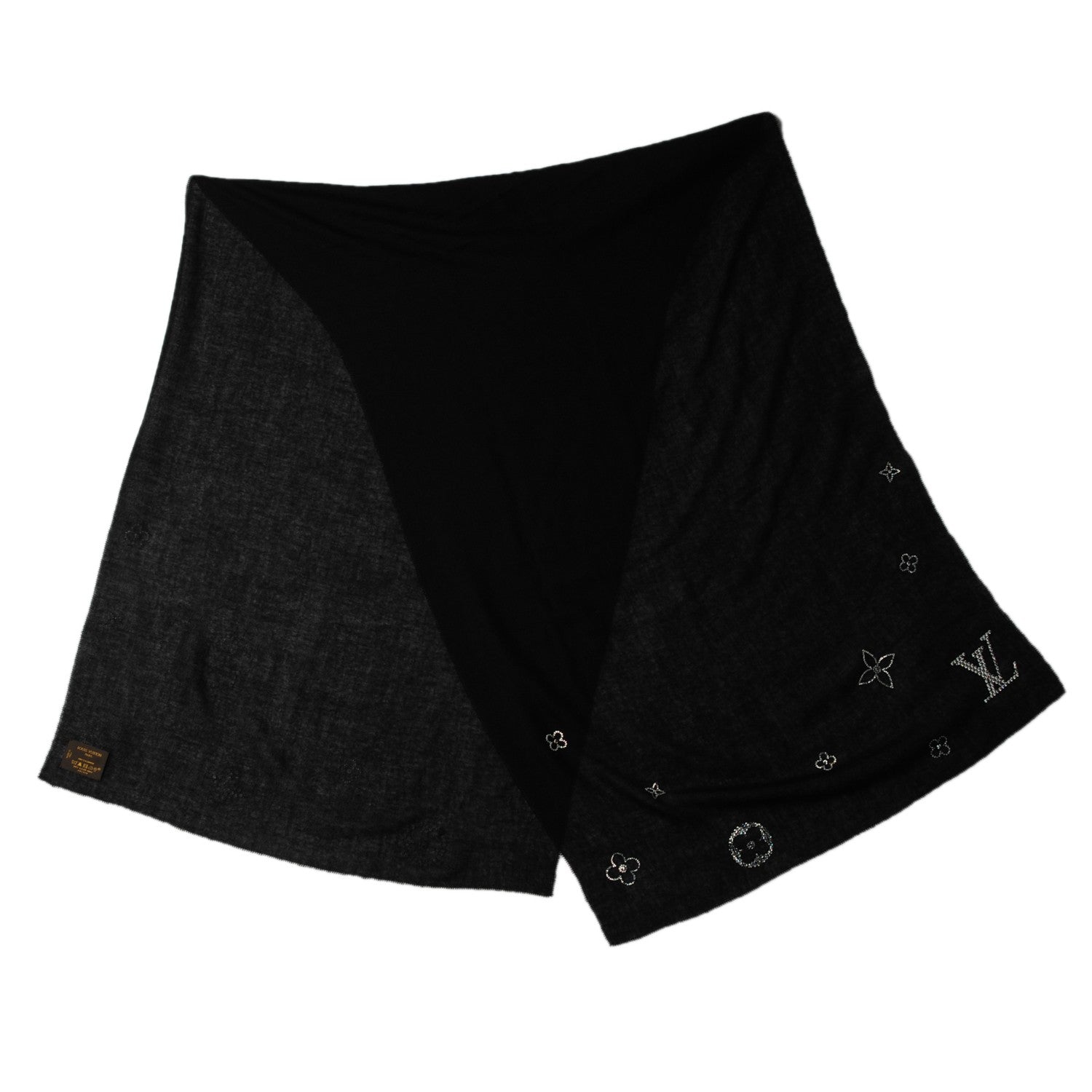 Louis Vuitton Cashmere Swarovski Crystal Monte Carlo Stole Black 3 of 5