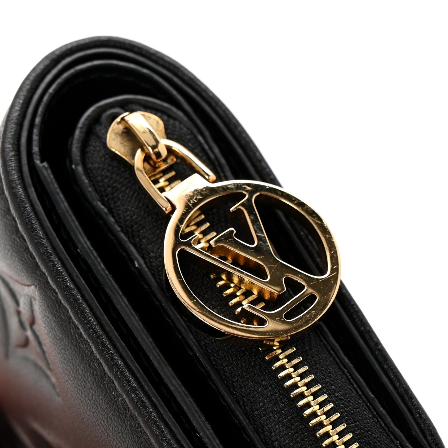 Lambskin Embossed Monogram Lou Coussin Wallet Black