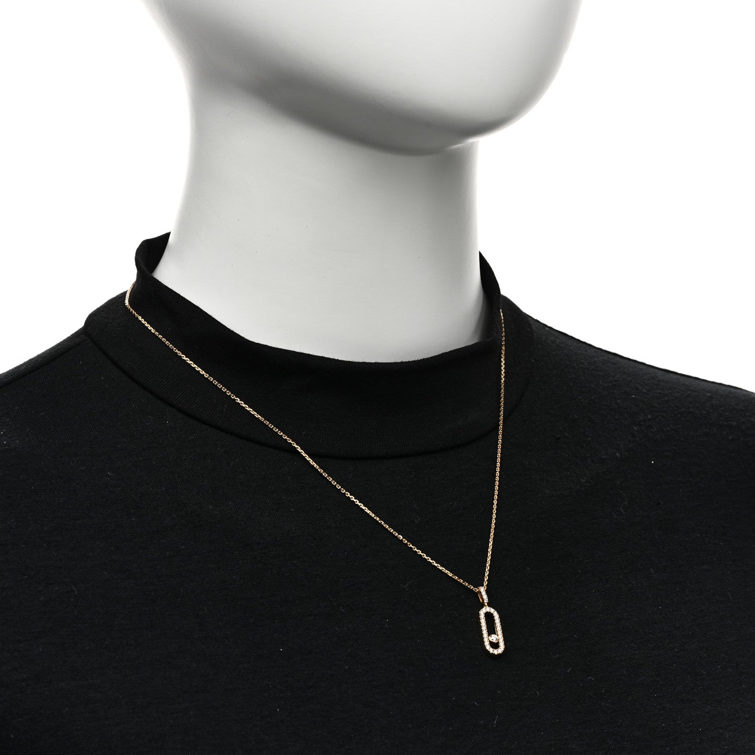 Messika 18K Yellow Gold Diamond LM Move Uno Pave Pendant Necklace 2 of 6
