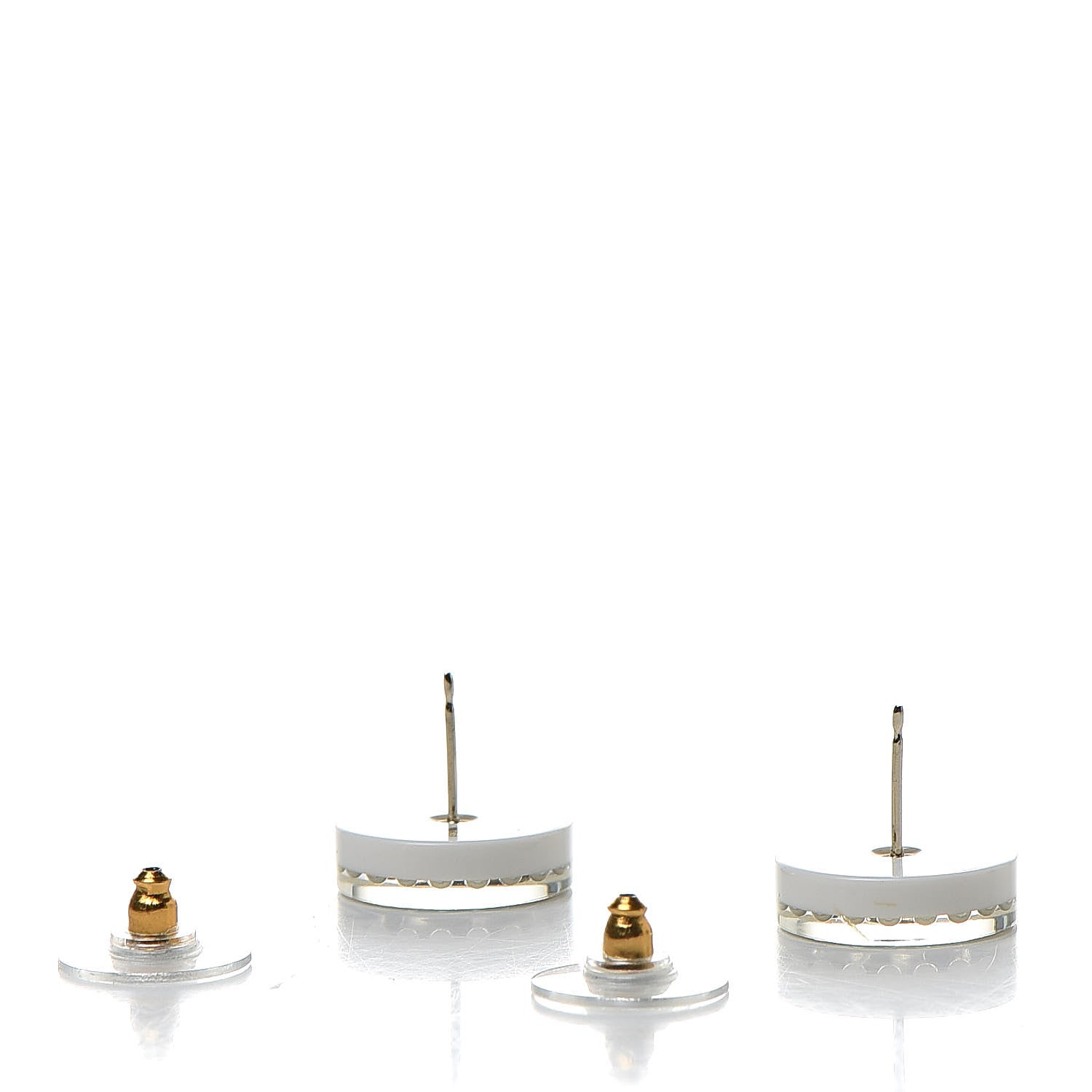 Chanel Resin Pearl CC Earrings White Black 3 of 5