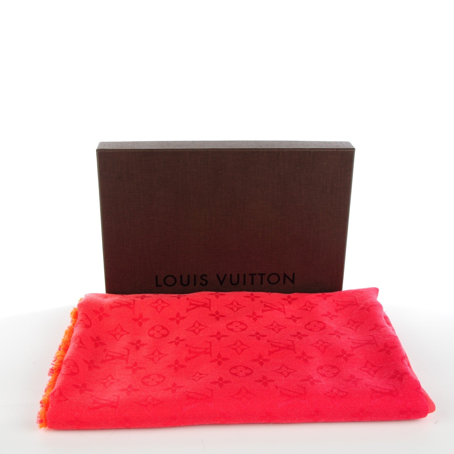 Louis Vuitton Silk Wool Monogram Sunrise Shawl Corail 6 of 6