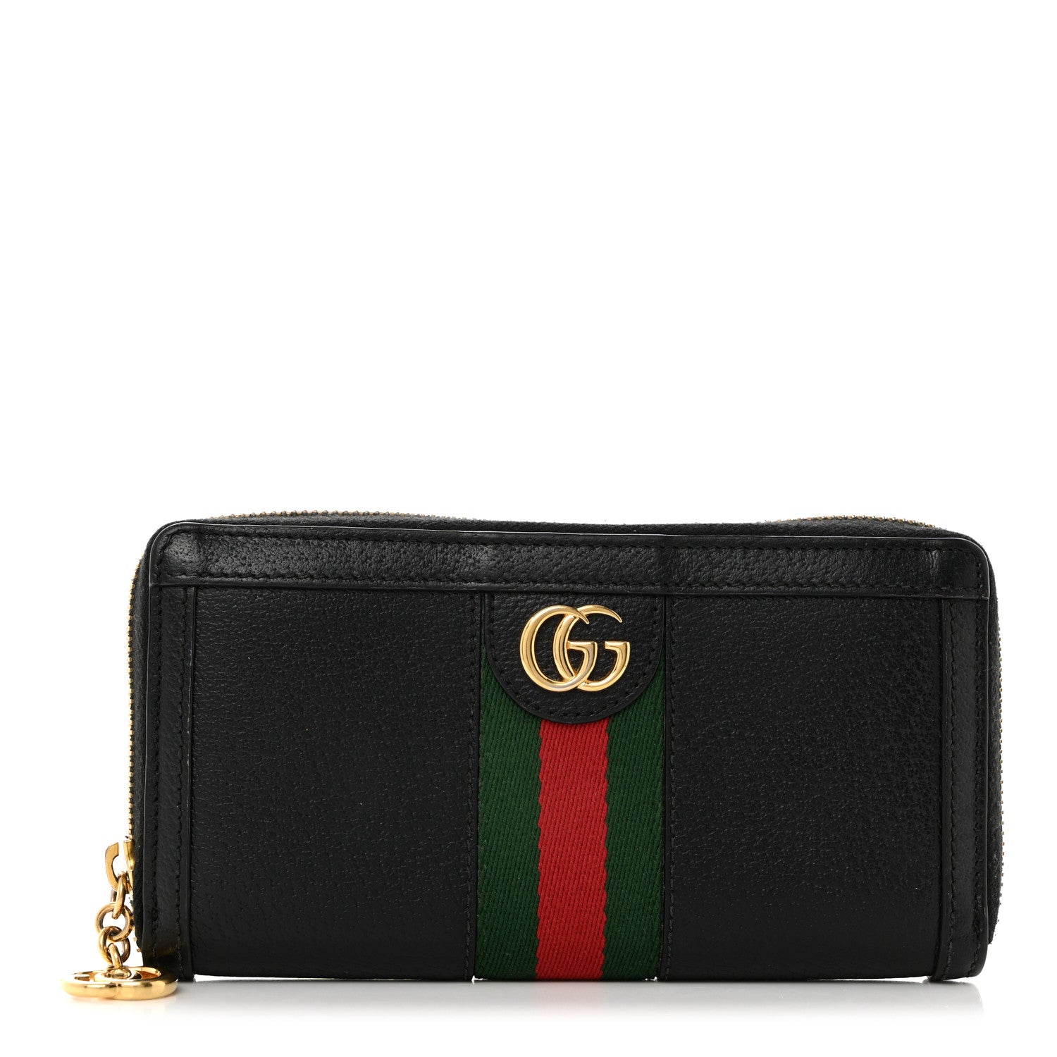 Gucci Calfskin Web Ophidia Zip Around Wallet Black 1 of 7