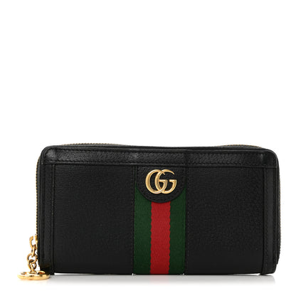 Gucci Calfskin Web Ophidia Zip Around Wallet Black 1 of 7