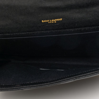 Saint Laurent Grain De Poudre Matelasse Chevron Monogram Envelope Clutch Black 5 of 7