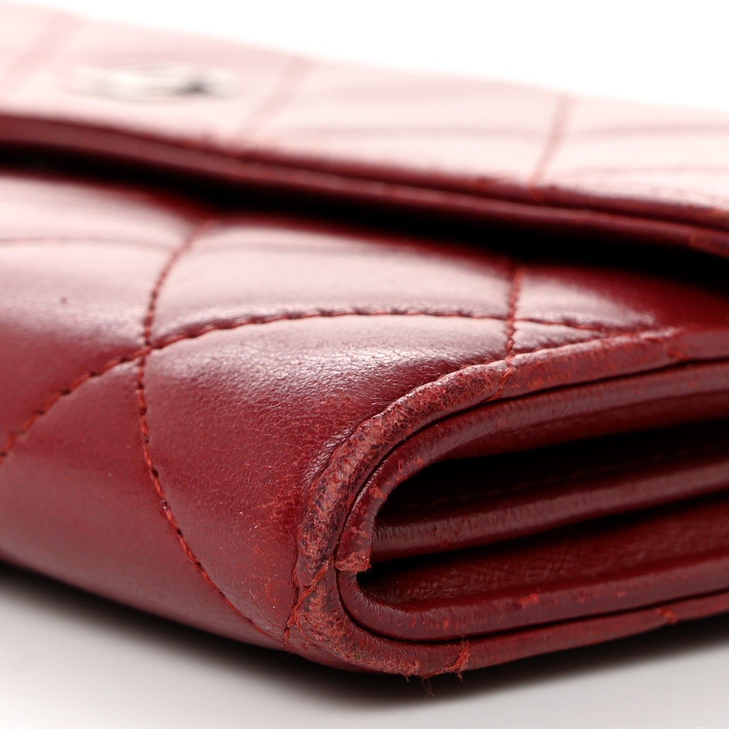 Chanel Lambskin Quilted Large Gusset Flap Wallet Red 10 of 14