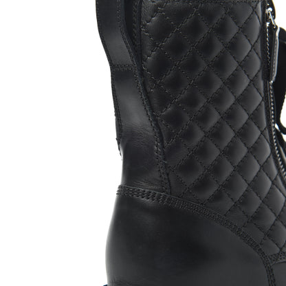 Chanel Calfskin Quilted Lace Up Combat Boots 37 Black 11 of 19