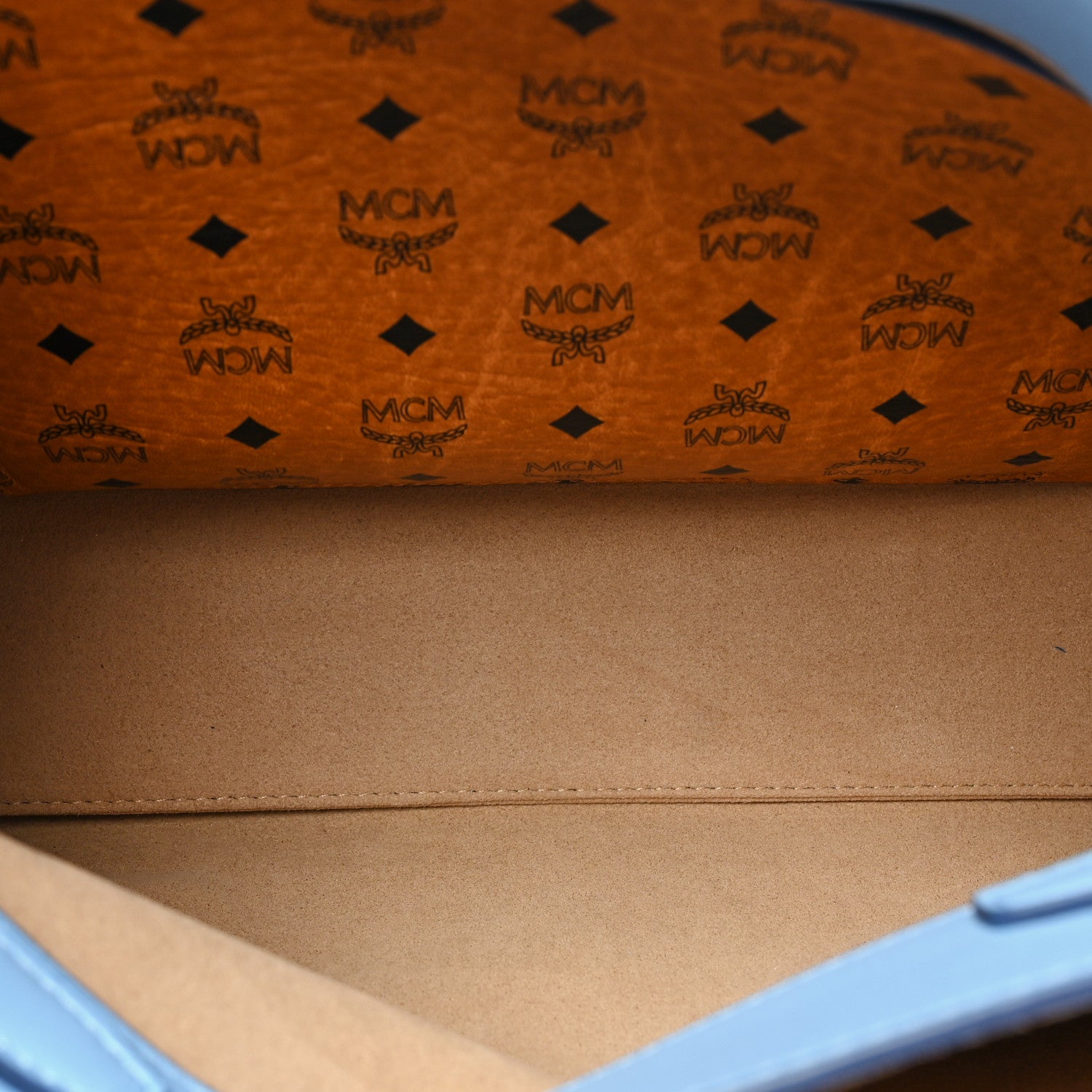 MCM Grained Calfskin Medium Milla Tote Tile Blue 8 of 15