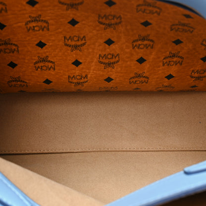 MCM Grained Calfskin Medium Milla Tote Tile Blue 8 of 15