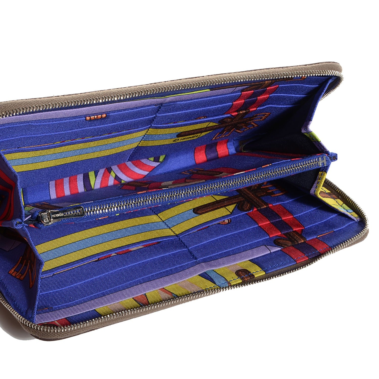 Hermes Epsom Silk'in Wallet Etoupe Bleu Electrique 5 of 12