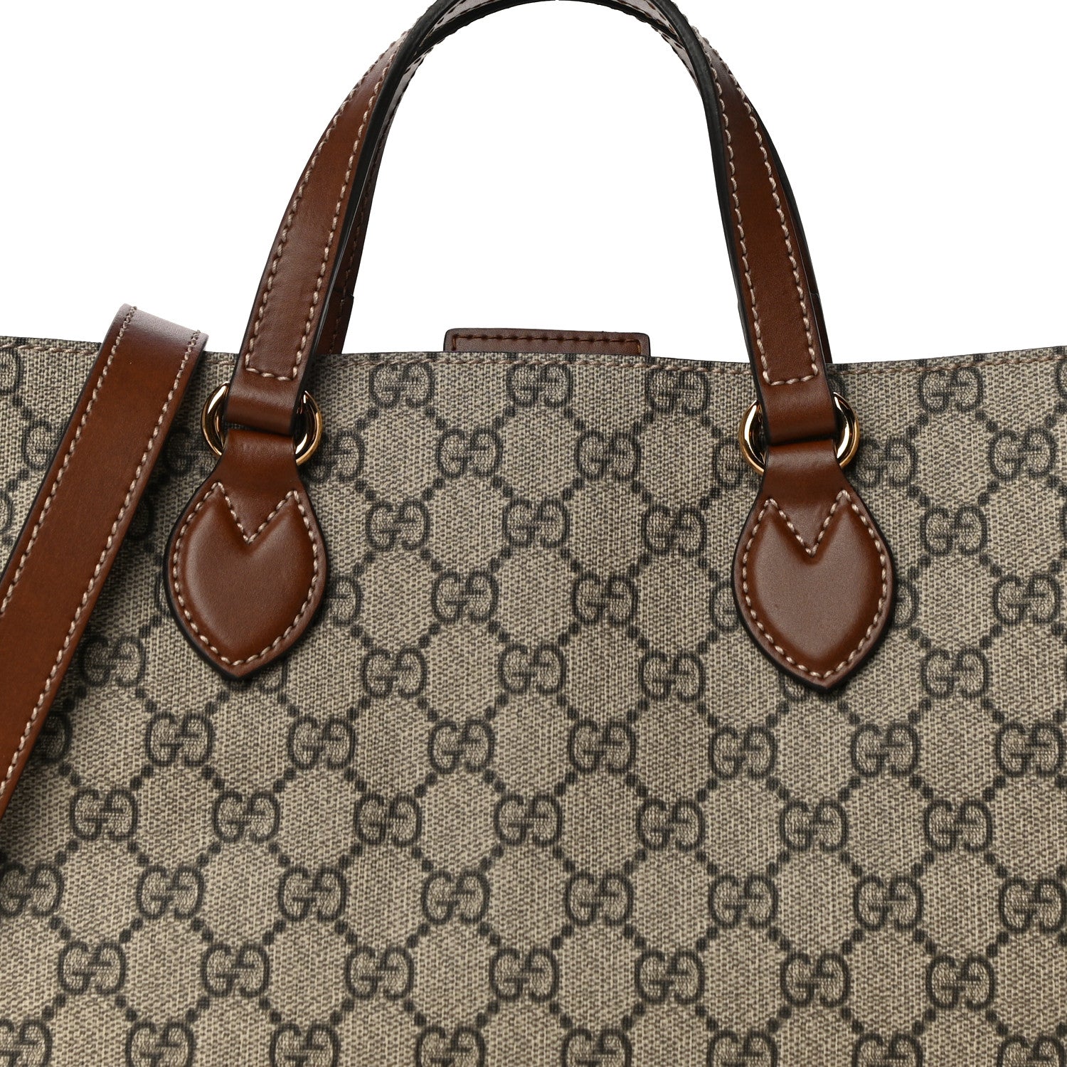 Gucci Soft GG Supreme Monogram Small Crossbody Tote Beige Cuir 8 of 10