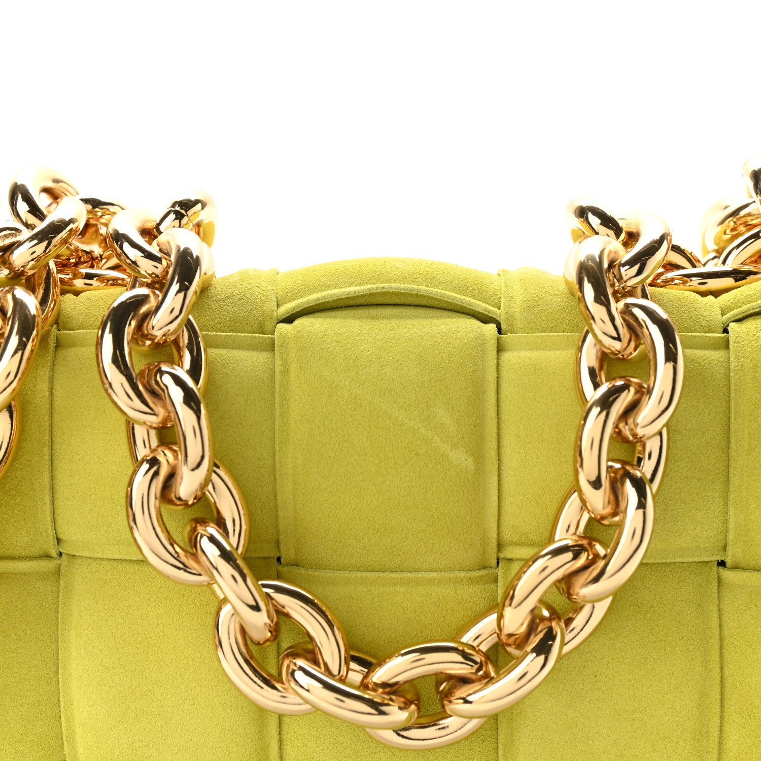 Bottega Veneta Suede Maxi Intrecciato Padded Chain Cassette Crossbody Bag Kiwi 10 of 12