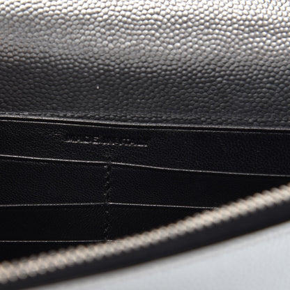 Saint Laurent Metallic Grain De Poudre Kate Monogram Tassel Chain Wallet Silver 6 of 6