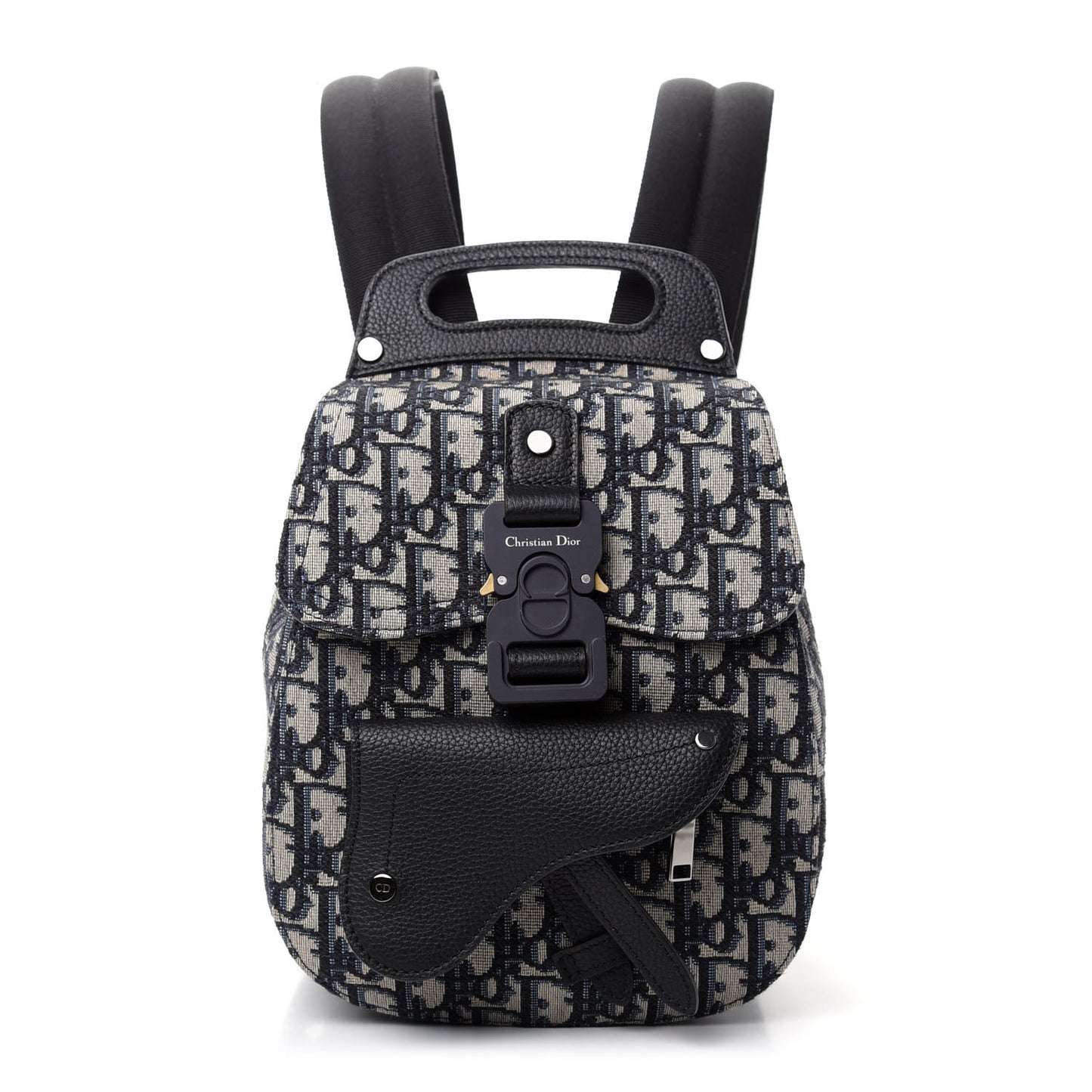 Oblique Jacquard Mini Saddle Backpack Navy Blue