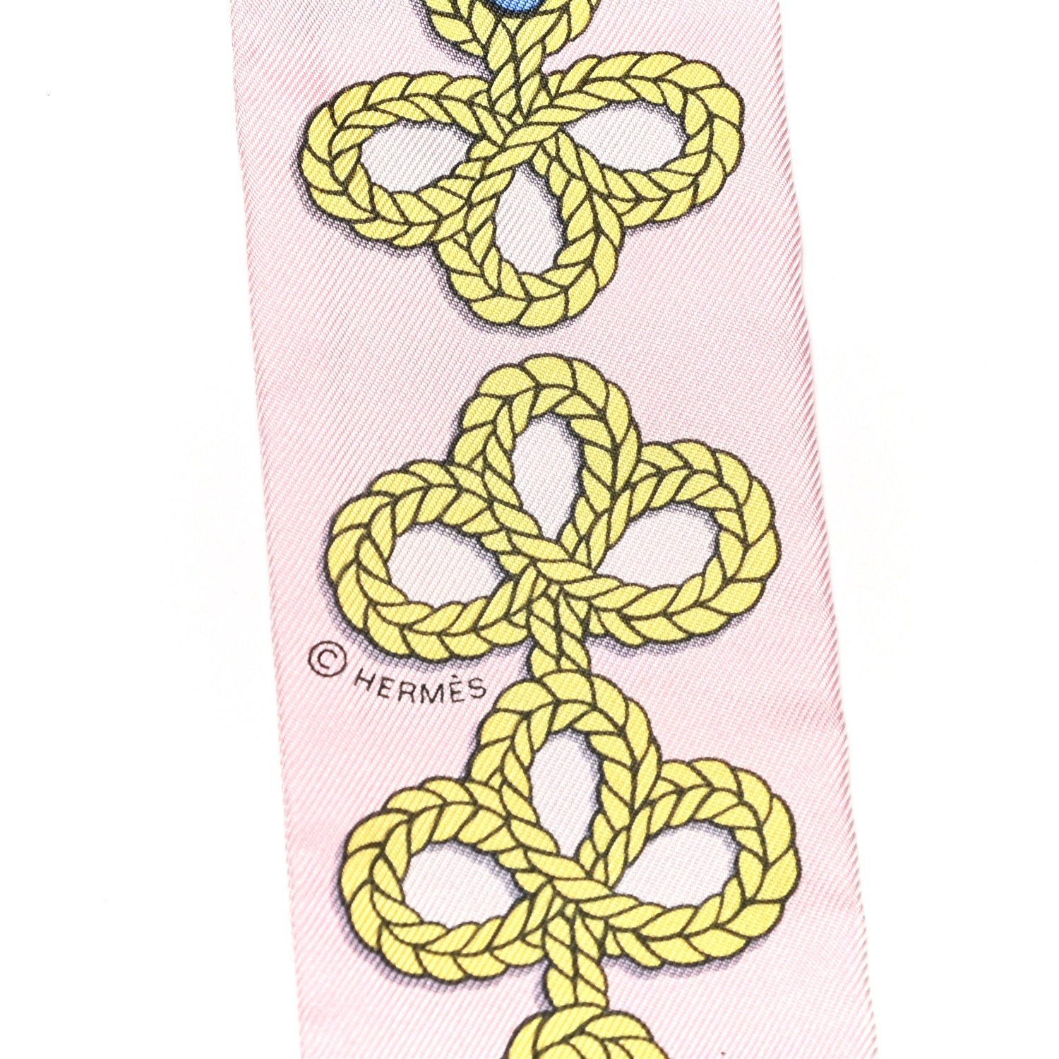 Hermes Silk Galons Et Brandebourg Twilly Rose Pale Bleu Jean 3 of 4