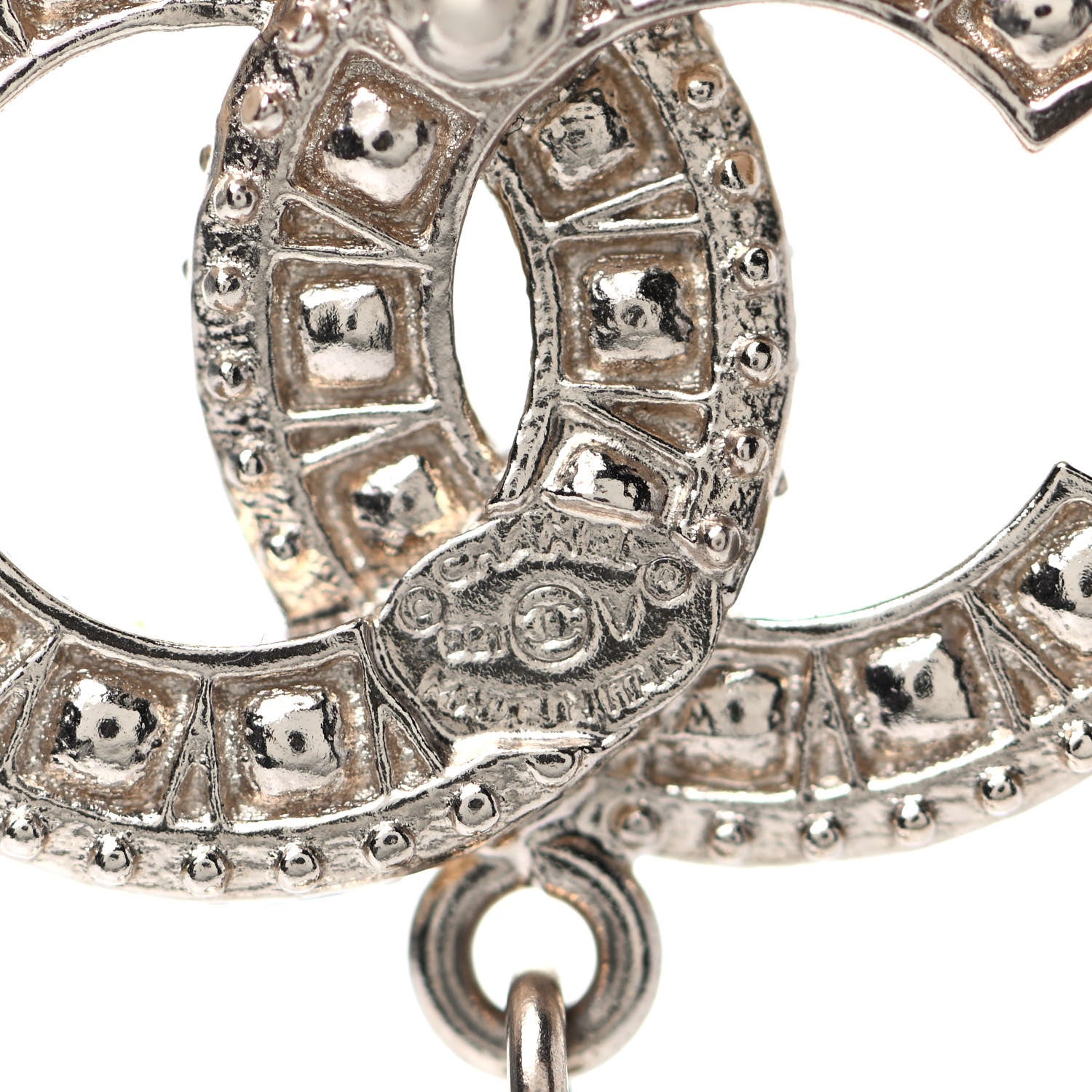 Chanel Crystal Pearl CC Drop Earrings Gold 4 of 4