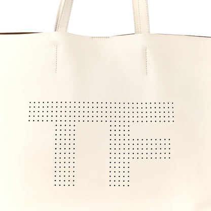 Tom Ford Calfskin Perforated Logo Tote White 8 of 11