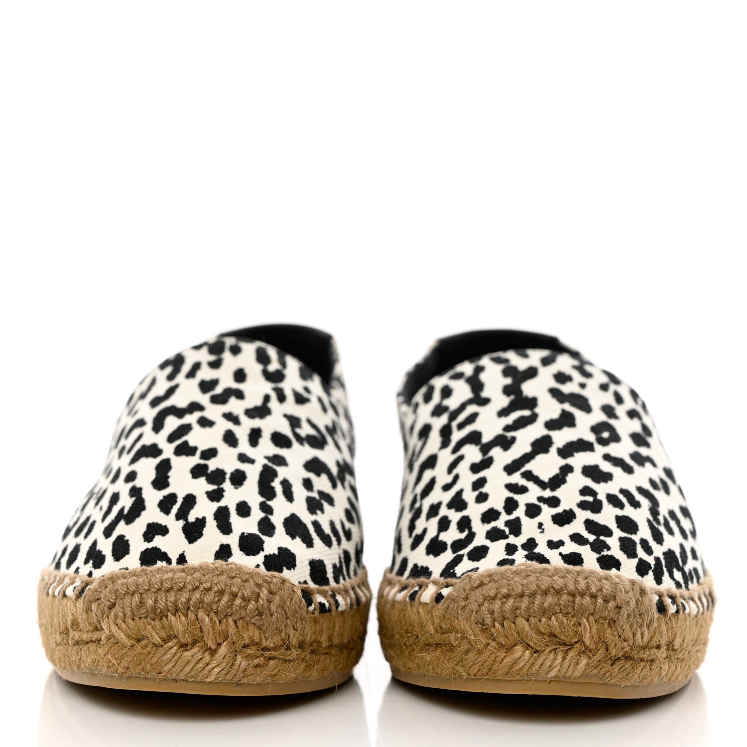 Saint Laurent Canvas Leopard Print Espadrilles 37.5 Latte Black 2 of 9