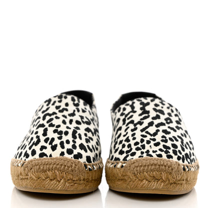 Saint Laurent Canvas Leopard Print Espadrilles 37.5 Latte Black 2 of 9