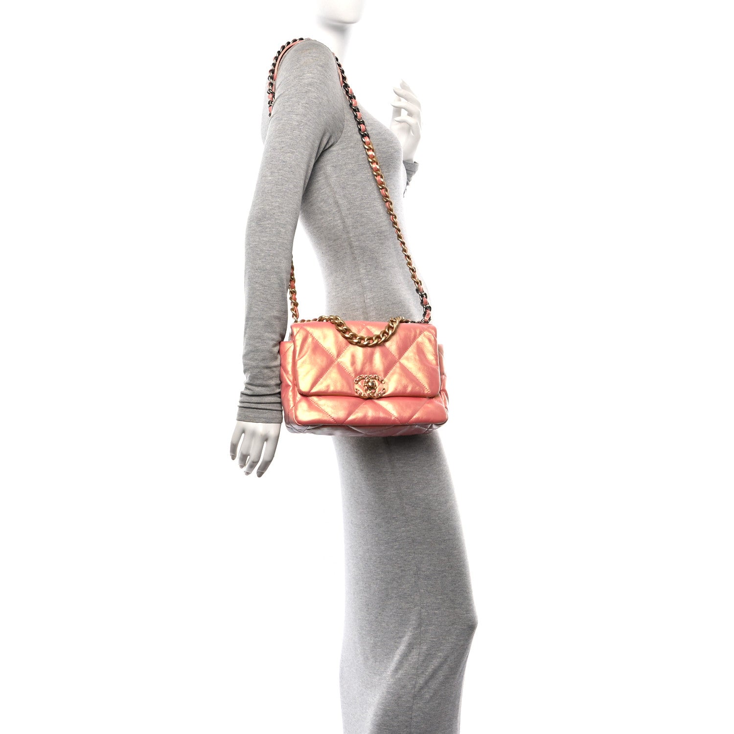 Chanel Iridescent Calfskin Quilted Medium Chanel 19 Flap Pink 2 of 10