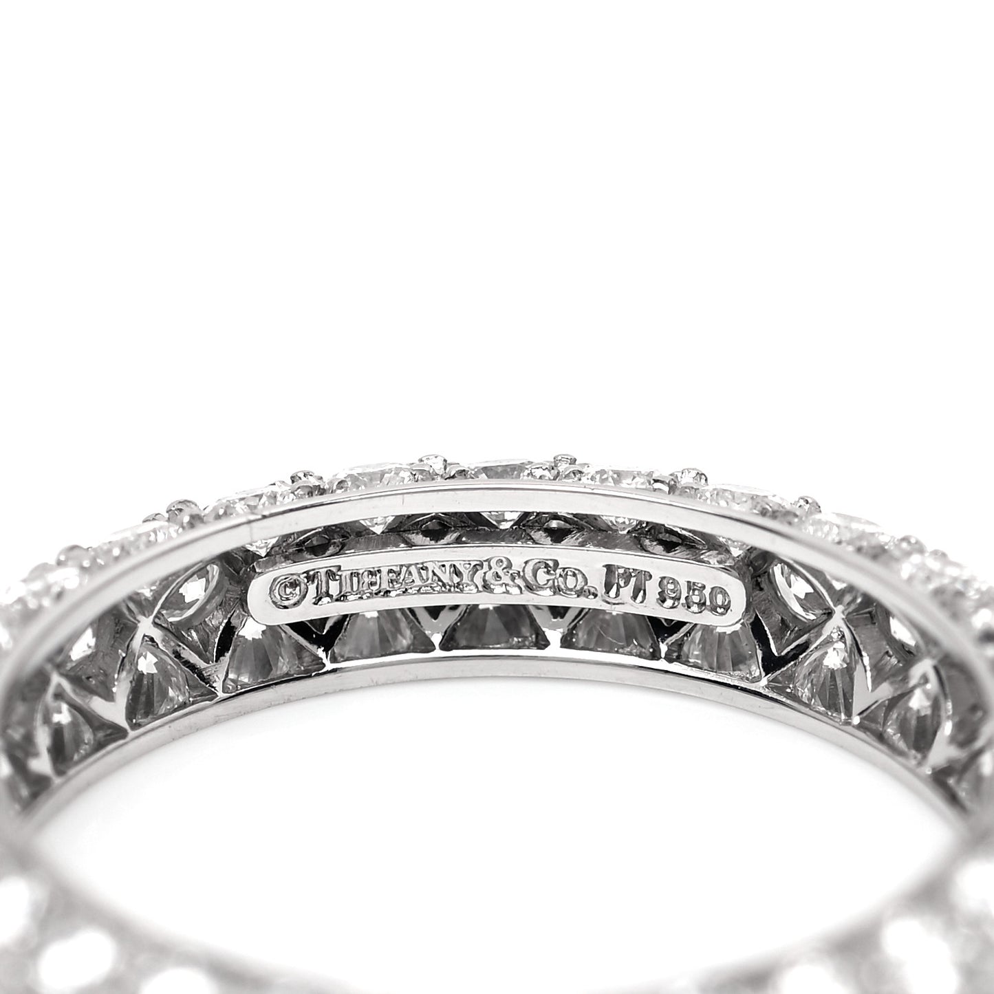 Platinum Diamond Etoile Three-Row Band Ring 49 4.75