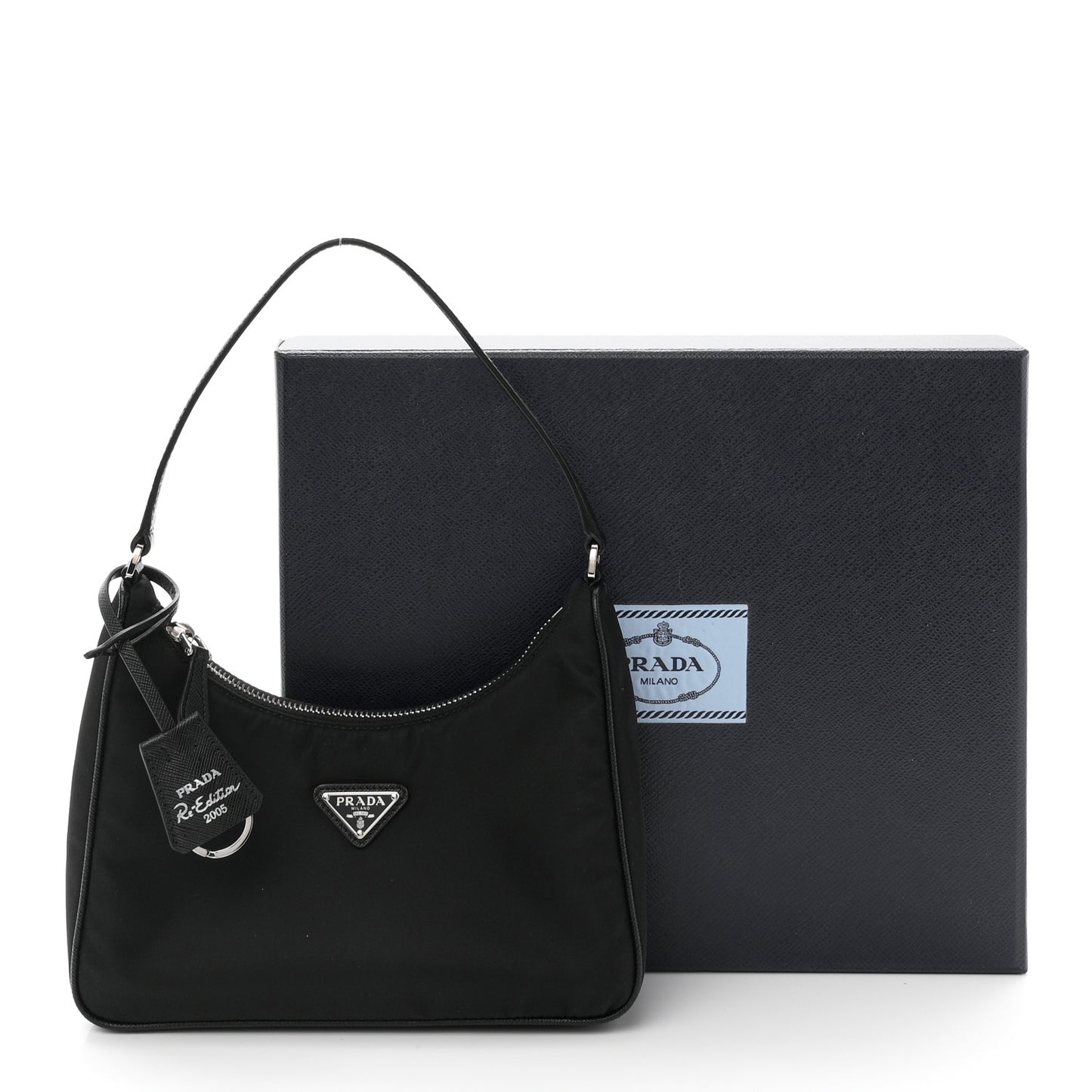 Tessuto Nylon Saffiano Mini Re-Edition 2005 Bag Black