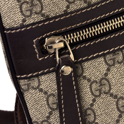 Gucci GG Supreme Monogram Selleria Calfskin Small Flat Side Zip Messenger Bag Beige Ebony Cocoa Dark Chocolate 5 of 6