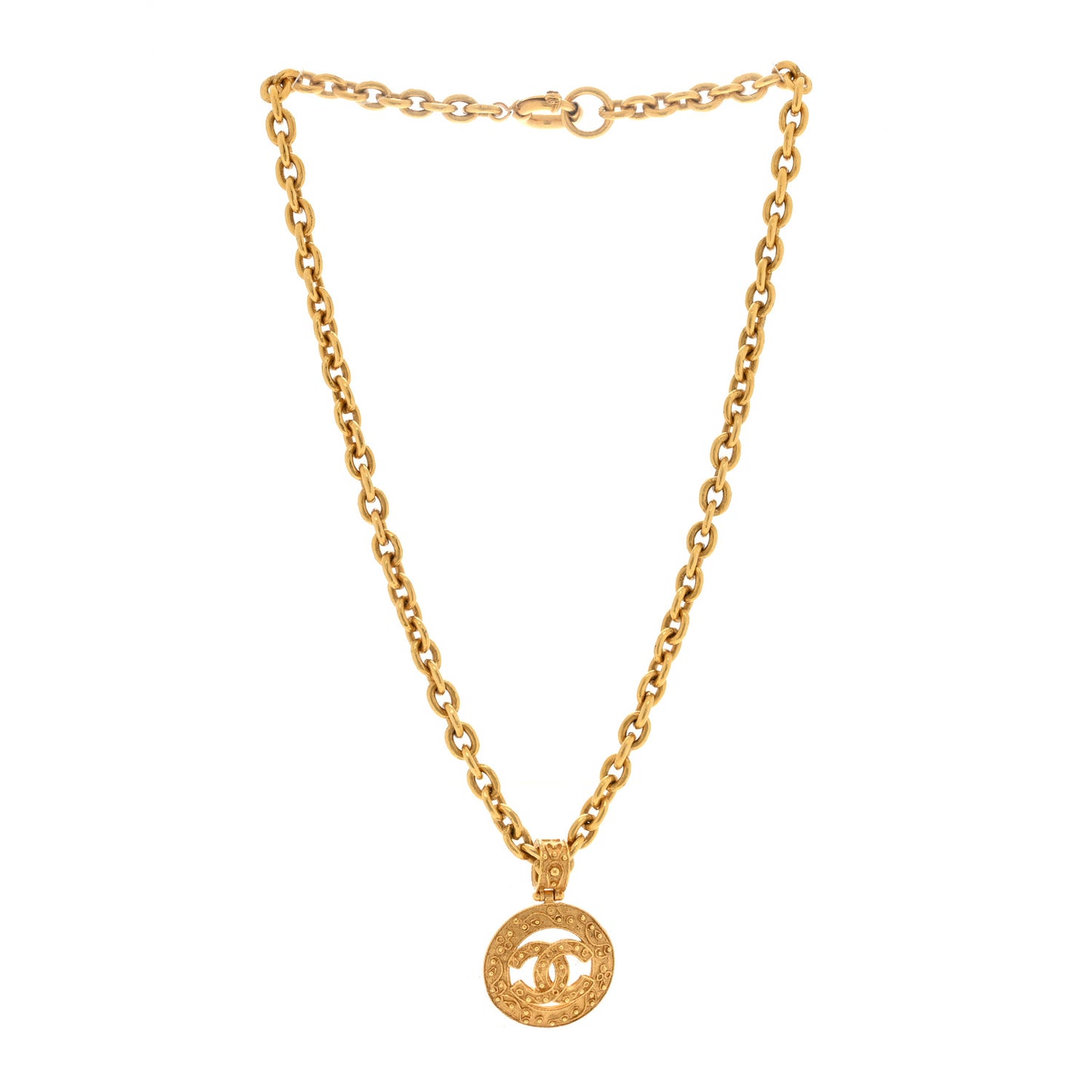 CC Chain Pendant Long Necklace Gold