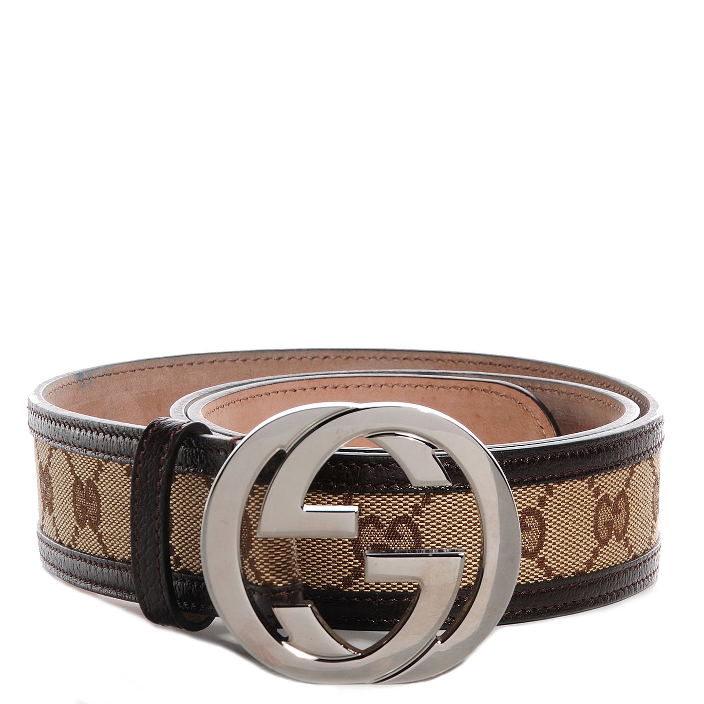 Leather Monogram Interlocking G Belt 90 36 Dark Brown