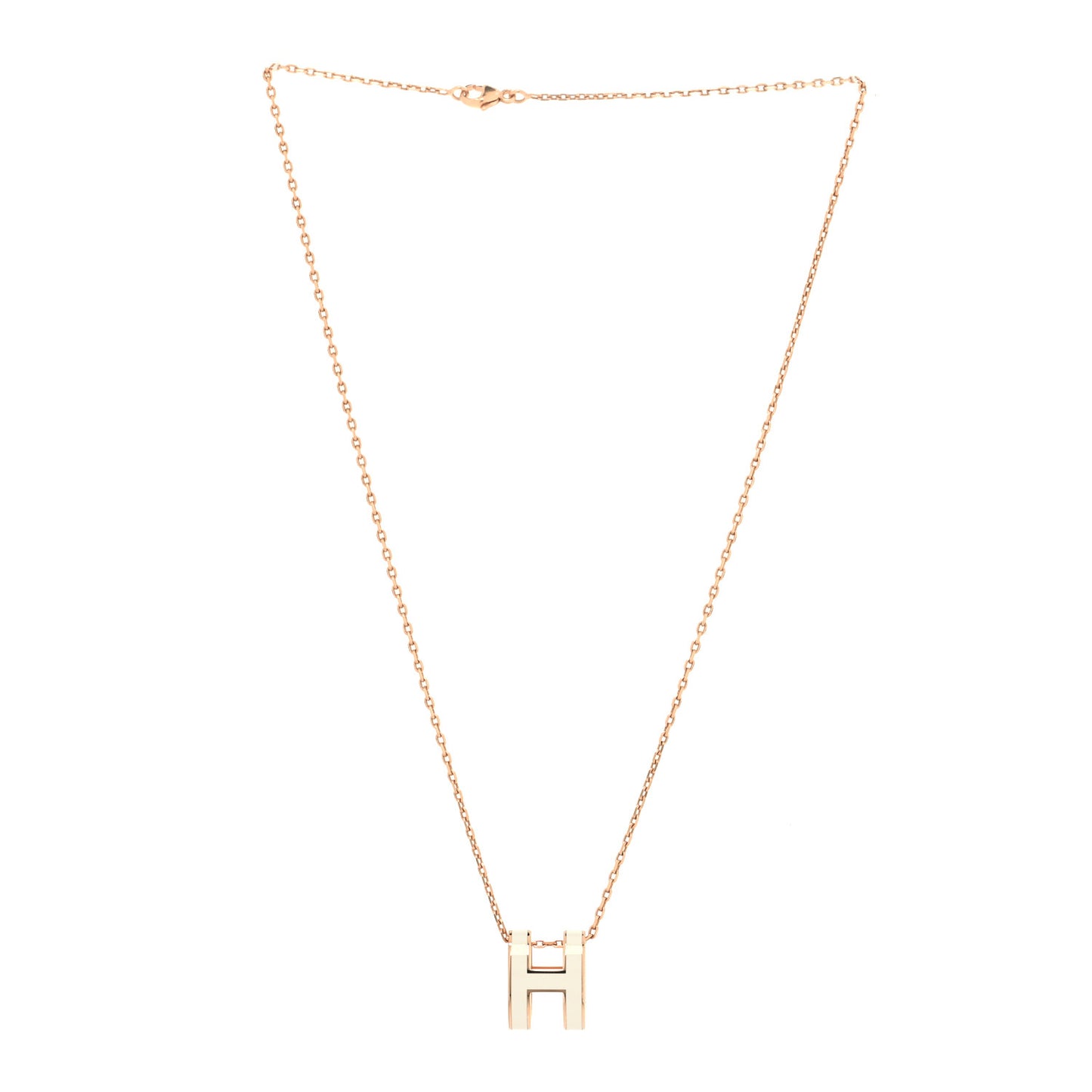 Lacquered Rose Gold Pop H Pendant Necklace White