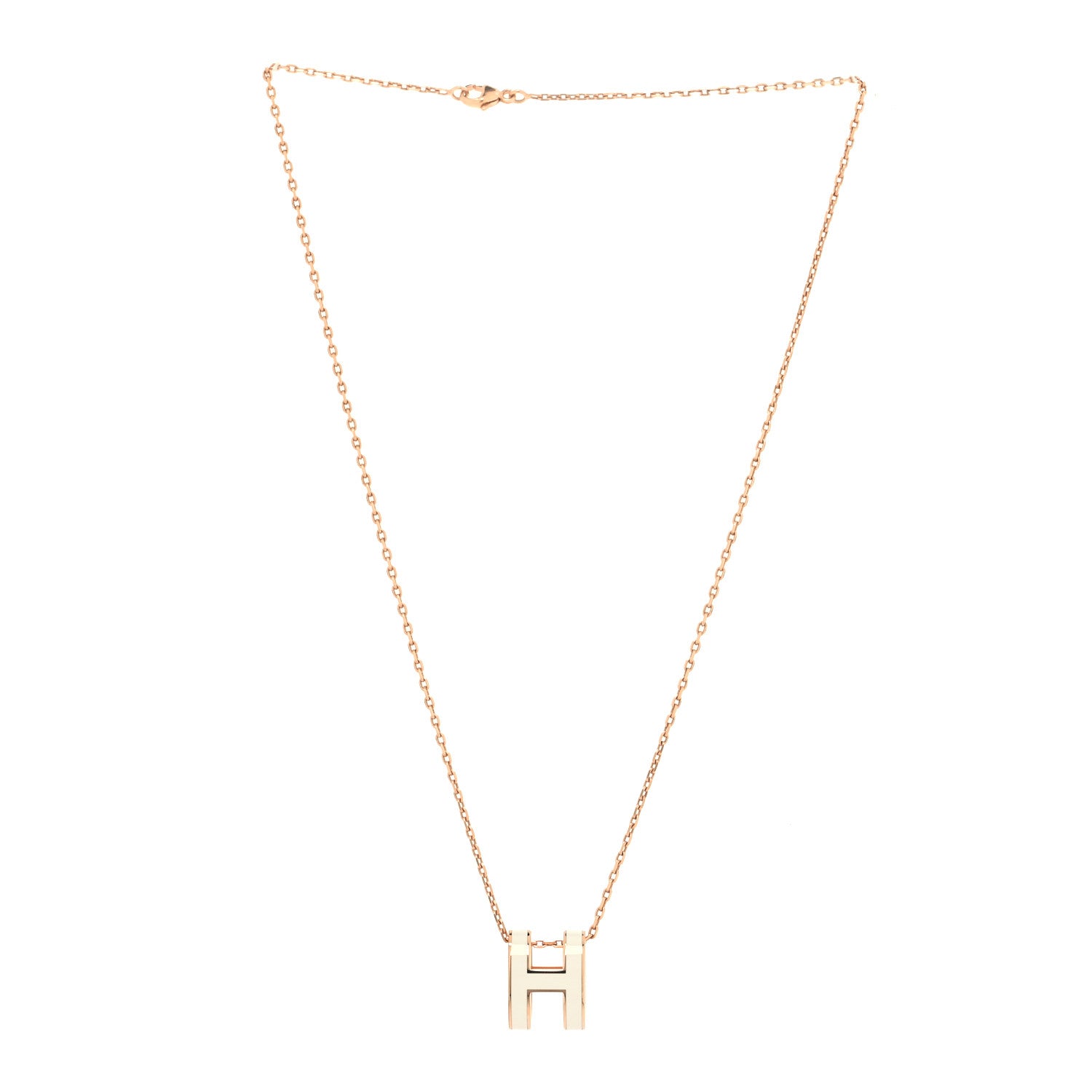 Hermes Lacquered Rose Gold Pop H Pendant Necklace White 3 of 5