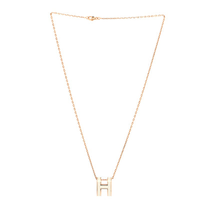 Hermes Lacquered Rose Gold Pop H Pendant Necklace White 3 of 5
