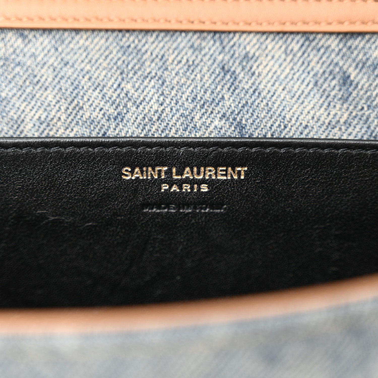 Saint Laurent Denim Monogram Chain Wallet Rodeo Blue Cinnamon 7 of 15