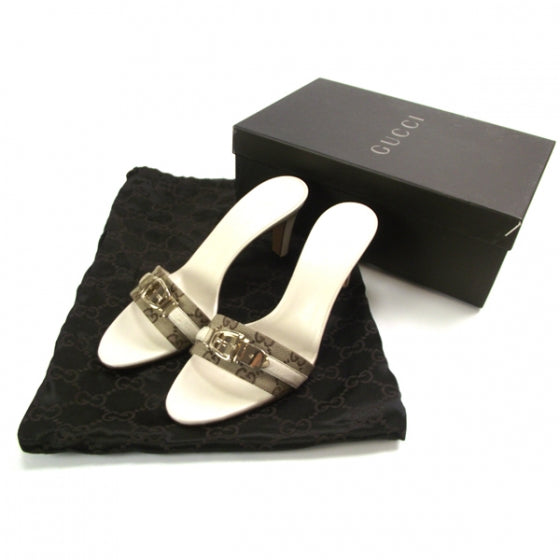 Gucci Monogram Buckle Heels 37 Ivory 4 of 7